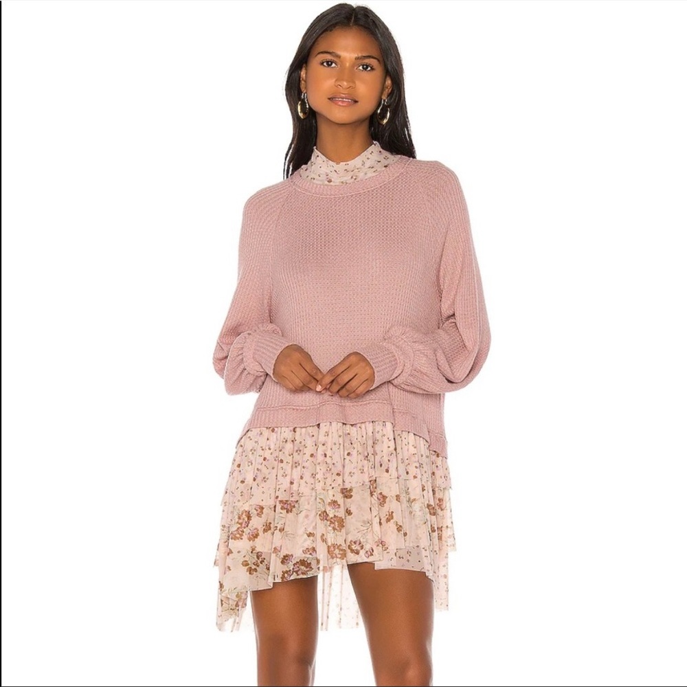 free people pearl mauve combo sweater dress. size large - size small can wear